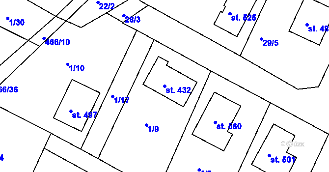 Parcela st. 432 v KÚ Kařez, Katastrální mapa