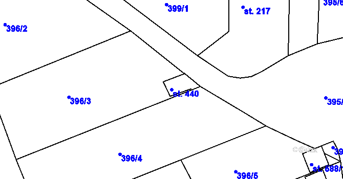 Parcela st. 440 v KÚ Kařez, Katastrální mapa