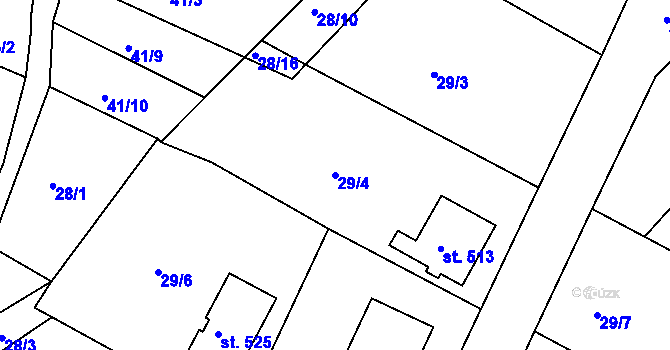 Parcela st. 29/4 v KÚ Kařez, Katastrální mapa