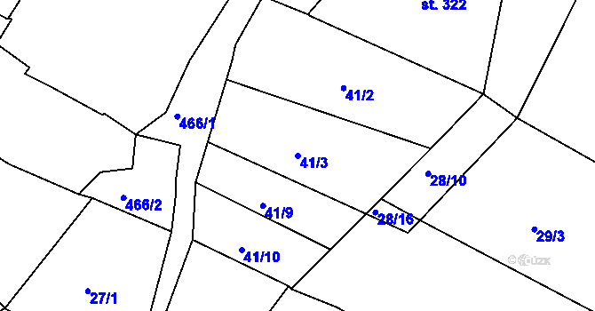 Parcela st. 41/3 v KÚ Kařez, Katastrální mapa