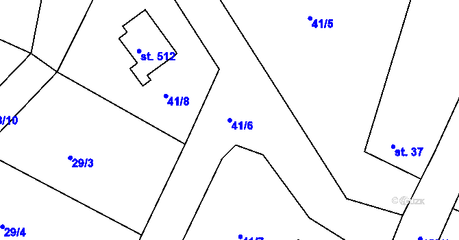 Parcela st. 41/6 v KÚ Kařez, Katastrální mapa