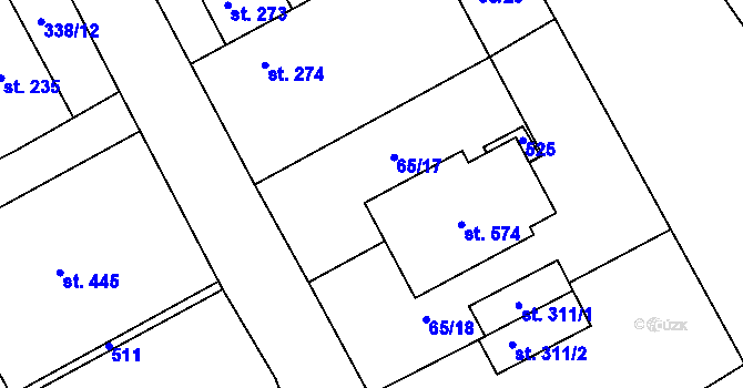 Parcela st. 65/17 v KÚ Kařez, Katastrální mapa