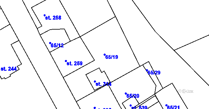 Parcela st. 65/19 v KÚ Kařez, Katastrální mapa