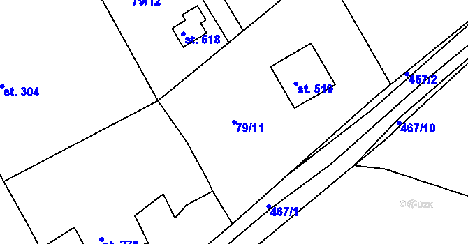 Parcela st. 79/11 v KÚ Kařez, Katastrální mapa