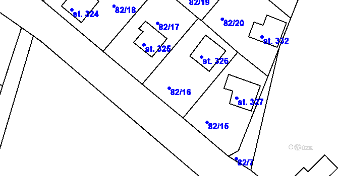 Parcela st. 82/16 v KÚ Kařez, Katastrální mapa
