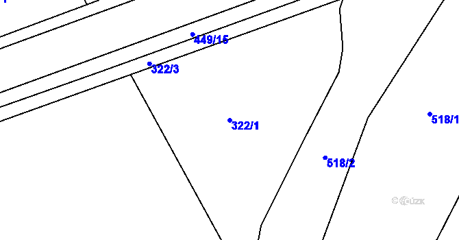 Parcela st. 322/1 v KÚ Kařez, Katastrální mapa
