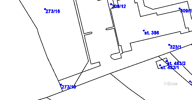 Parcela st. 323/2 v KÚ Kařez, Katastrální mapa