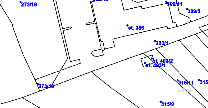 Parcela st. 323/6 v KÚ Kařez, Katastrální mapa