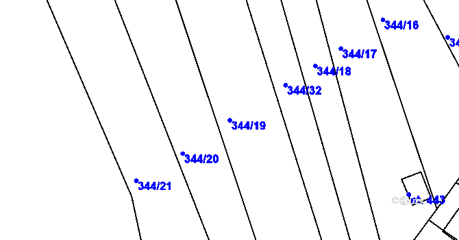 Parcela st. 344/19 v KÚ Kařez, Katastrální mapa