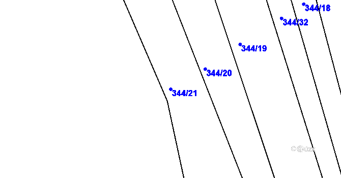 Parcela st. 344/21 v KÚ Kařez, Katastrální mapa