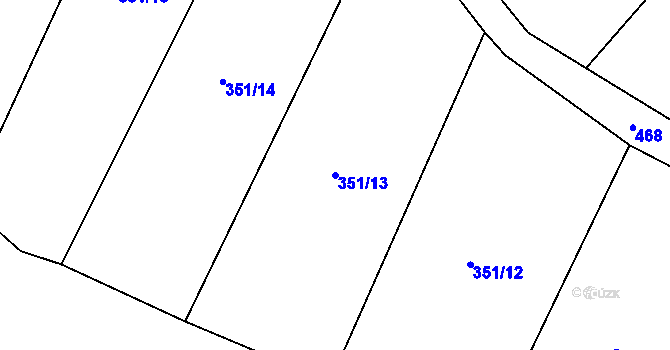 Parcela st. 351/13 v KÚ Kařez, Katastrální mapa