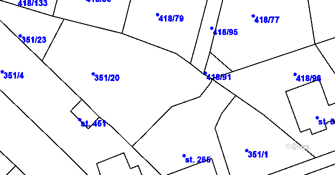 Parcela st. 351/22 v KÚ Kařez, Katastrální mapa
