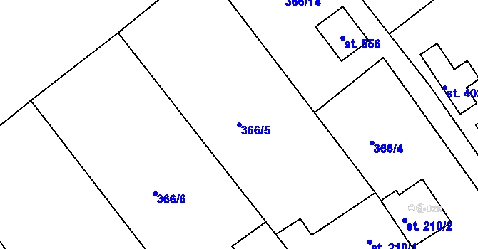 Parcela st. 366/5 v KÚ Kařez, Katastrální mapa