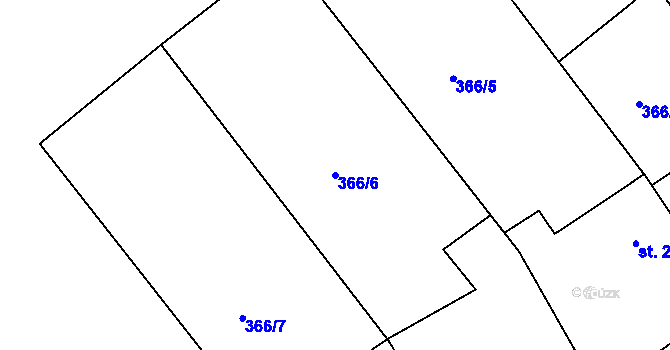 Parcela st. 366/6 v KÚ Kařez, Katastrální mapa