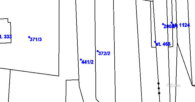 Parcela st. 372/2 v KÚ Kařez, Katastrální mapa
