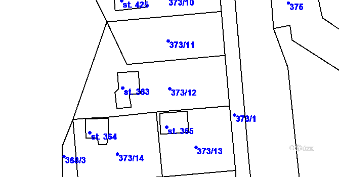 Parcela st. 373/12 v KÚ Kařez, Katastrální mapa