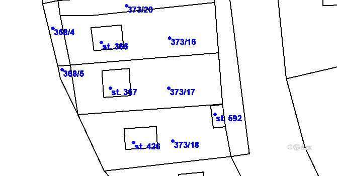 Parcela st. 373/17 v KÚ Kařez, Katastrální mapa