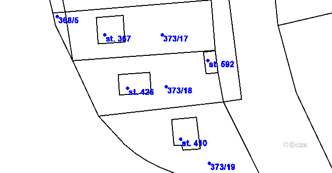 Parcela st. 373/18 v KÚ Kařez, Katastrální mapa