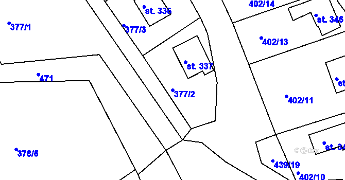 Parcela st. 377/2 v KÚ Kařez, Katastrální mapa