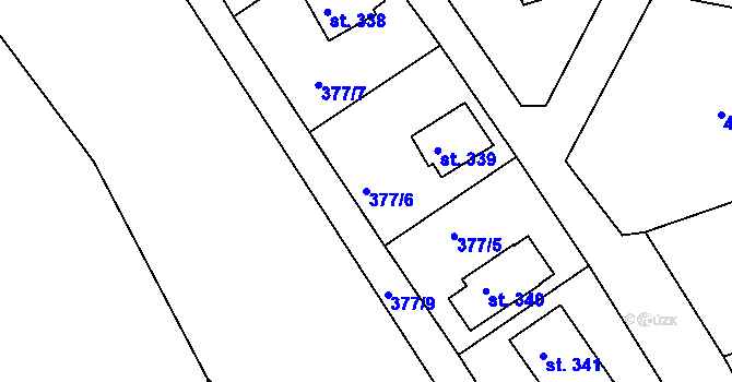Parcela st. 377/6 v KÚ Kařez, Katastrální mapa
