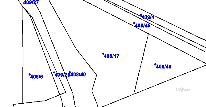 Parcela st. 408/17 v KÚ Kařez, Katastrální mapa