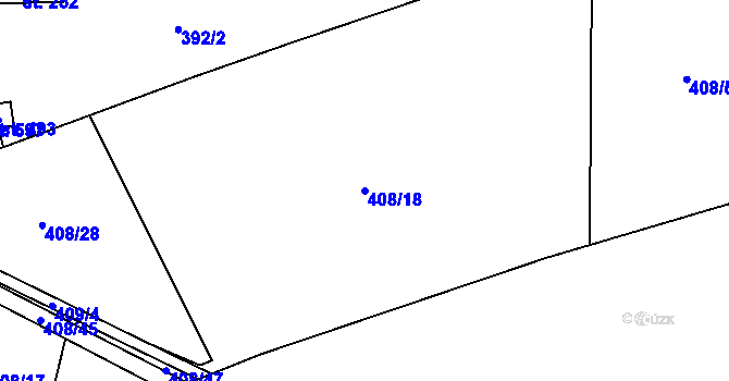 Parcela st. 408/18 v KÚ Kařez, Katastrální mapa