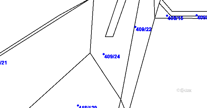 Parcela st. 409/24 v KÚ Kařez, Katastrální mapa