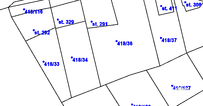 Parcela st. 418/35 v KÚ Kařez, Katastrální mapa
