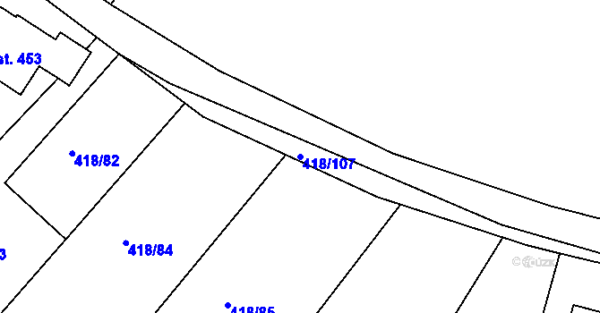 Parcela st. 418/107 v KÚ Kařez, Katastrální mapa