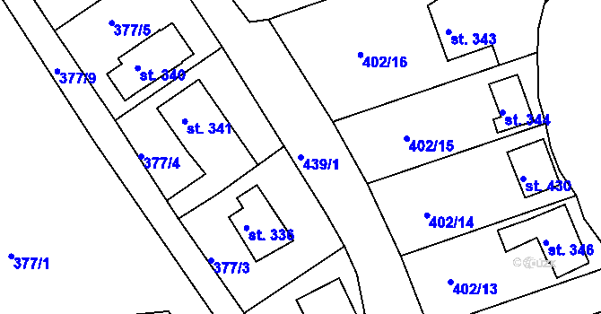 Parcela st. 439/1 v KÚ Kařez, Katastrální mapa
