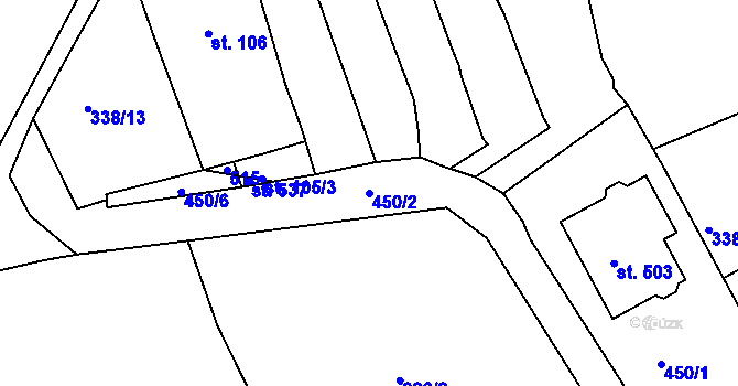 Parcela st. 450/2 v KÚ Kařez, Katastrální mapa