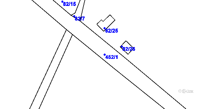 Parcela st. 452/1 v KÚ Kařez, Katastrální mapa