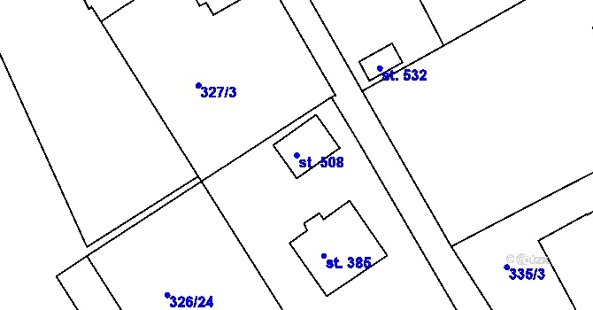 Parcela st. 508 v KÚ Kařez, Katastrální mapa