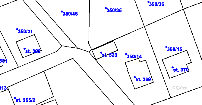 Parcela st. 523 v KÚ Kařez, Katastrální mapa