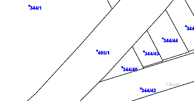 Parcela st. 495/1 v KÚ Kařez, Katastrální mapa
