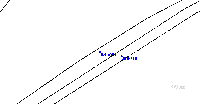 Parcela st. 495/20 v KÚ Kařez, Katastrální mapa