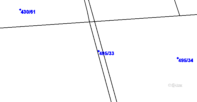 Parcela st. 495/33 v KÚ Kařez, Katastrální mapa