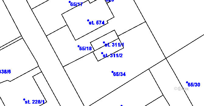 Parcela st. 311/2 v KÚ Kařez, Katastrální mapa