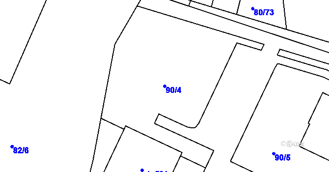 Parcela st. 90/4 v KÚ Kařez, Katastrální mapa