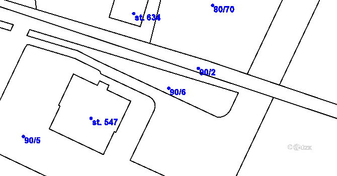 Parcela st. 90/6 v KÚ Kařez, Katastrální mapa