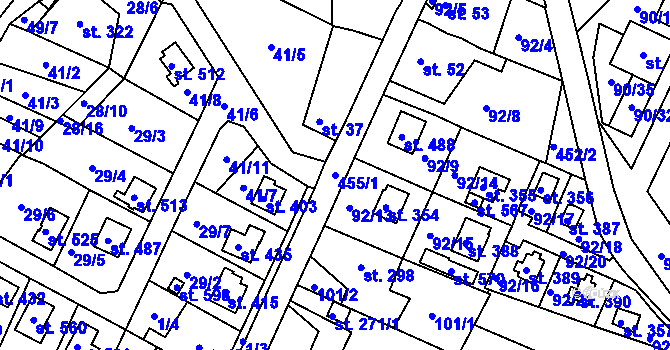 Parcela st. 455/1 v KÚ Kařez, Katastrální mapa