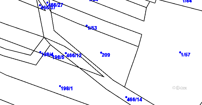 Parcela st. 209 v KÚ Kařez, Katastrální mapa