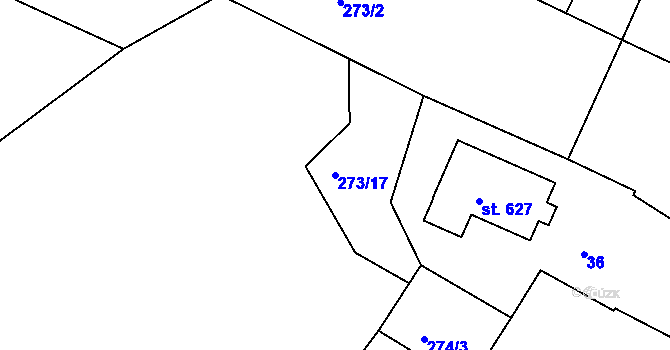 Parcela st. 273/17 v KÚ Kařez, Katastrální mapa