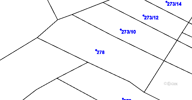 Parcela st. 278 v KÚ Kařez, Katastrální mapa
