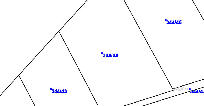 Parcela st. 344/44 v KÚ Kařez, Katastrální mapa