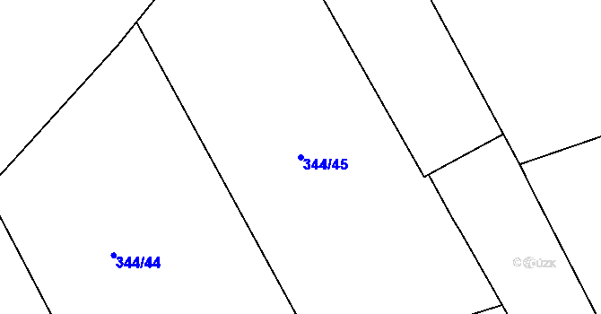 Parcela st. 344/45 v KÚ Kařez, Katastrální mapa
