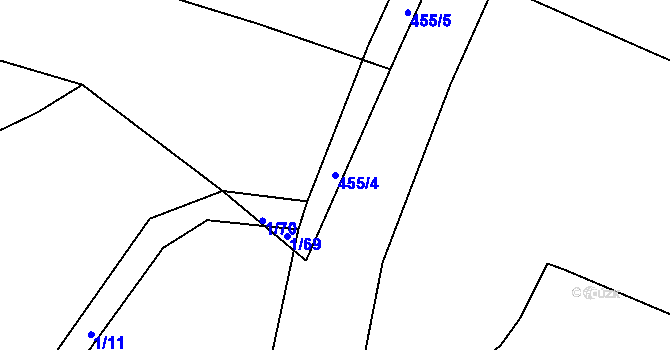 Parcela st. 455/4 v KÚ Kařez, Katastrální mapa