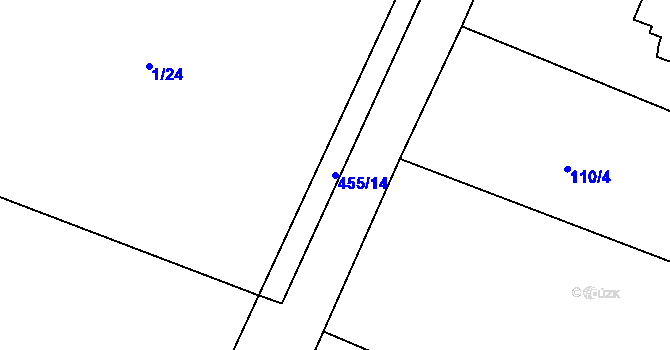 Parcela st. 455/14 v KÚ Kařez, Katastrální mapa