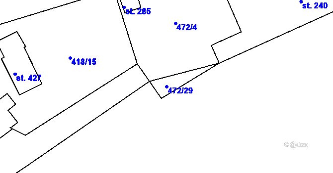 Parcela st. 472/29 v KÚ Kařez, Katastrální mapa