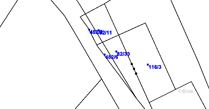 Parcela st. 452/6 v KÚ Kařez, Katastrální mapa